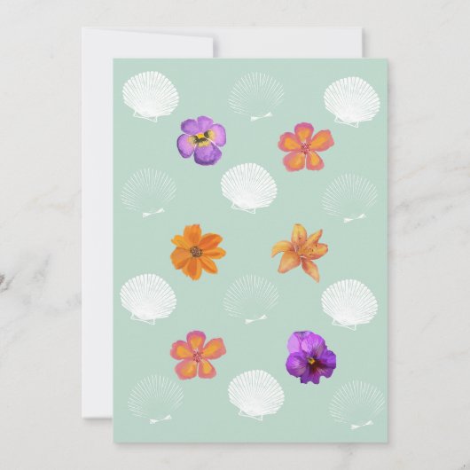 Thema "Muschel" des Party "Küstenstrand" Einladung (Rückseite)