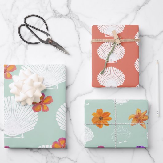 Thema "Muschel" des Party "Küstenstrand" Geschenkpapier Set (Vorderseite)