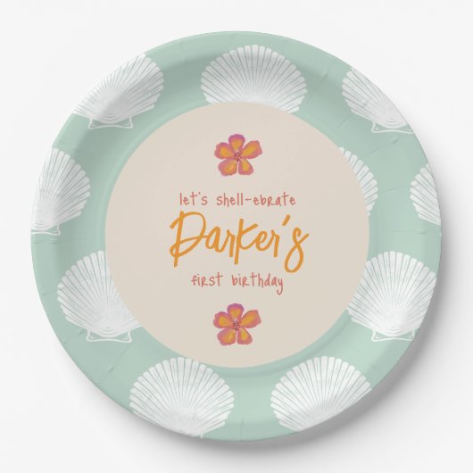 Thema "Muschel" des Party "Küstenstrand" Pappteller (Vorderseite)