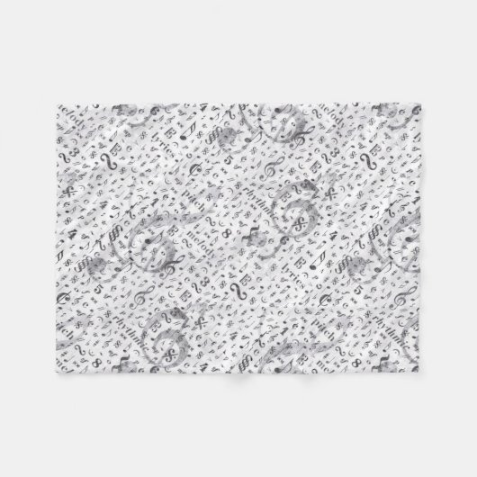 Thema Musiknote-Muster Fleecedecke (Vorderseite (Horizontal))