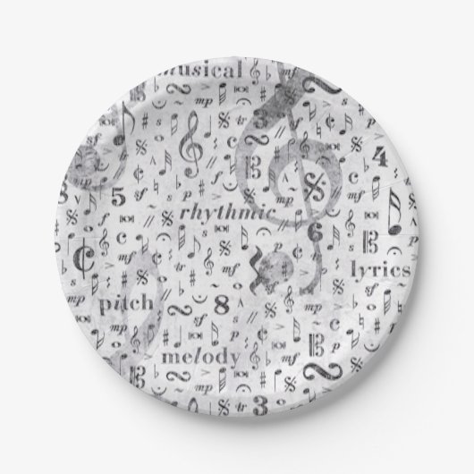 Thema Musiknote-Muster Pappteller (Vorderseite)
