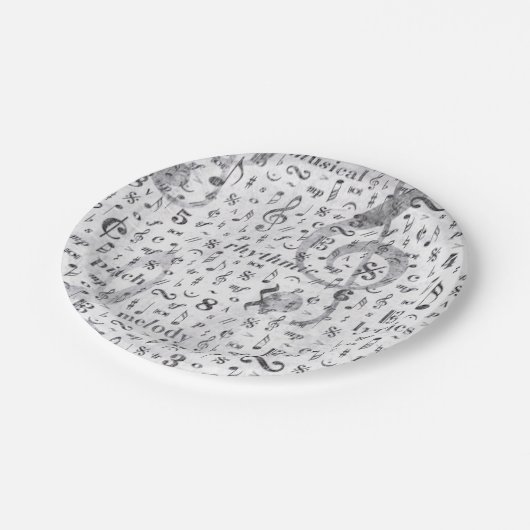 Thema Musiknote-Muster Pappteller (Schrägansicht)