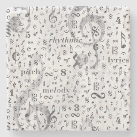 Thema Musiknote-Muster Steinuntersetzer (Vorderseite)