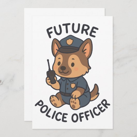 Thema "niedlicher Hund - Zukunft für Polizeibeamte Einladung (Vorne/Hinten)