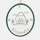 Thema Niedliches Fahrraddesign (grün und braun) Keramik Ornament (Links)