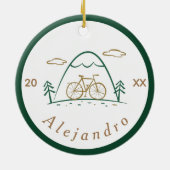 Thema Niedliches Fahrraddesign (grün und braun) Keramik Ornament (Hinten)