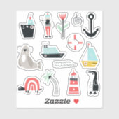 Thema "Ocean Side Cartoon x14" Aufkleber (Blatt)