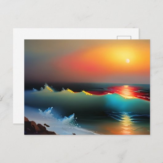 Thema "Ozean und Sonnenuntergang" Postkarte (Vorne/Hinten)