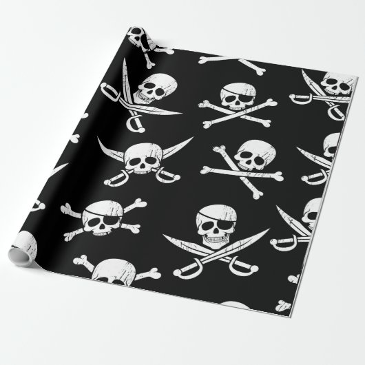 Thema "Piratenschiff - Skull und Knochen" Geschenkpapier (Ungerollt)