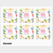 Thema Poolside 1. Geburtstag Quadratischer Aufkleber (Blatt)