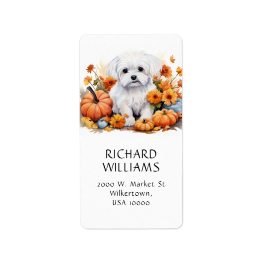 Thema Pumkin & Puppy Fall Adressaufkleber (Vorne)