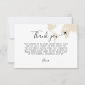 Thema Reise Brautparty Weltkarte Beige Dankeskarte (Vorderseite)