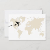 Thema Reise Brautparty Weltkarte Beige Dankeskarte (Rückseite)
