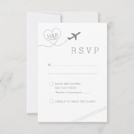 Thema Reisen Flugzeug Herz Retro Minimalistisch RSVP Karte