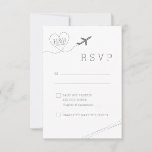 Thema Reisen Flugzeug Herz Retro Minimalistisch RSVP Karte