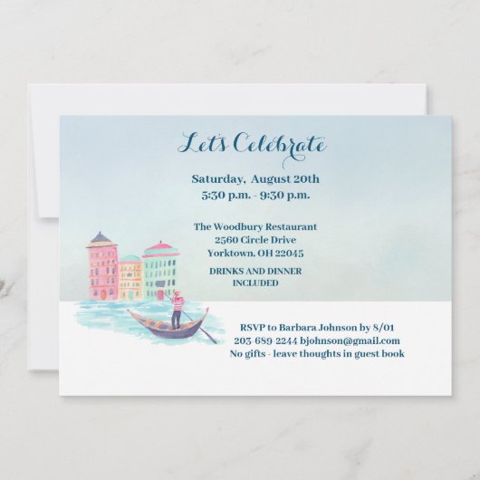 Thema "Reisen im Party" Einladung (Rückseite)