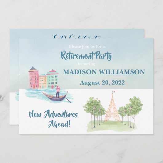 Thema "Reisen im Party" Einladung (Vorne/Hinten)