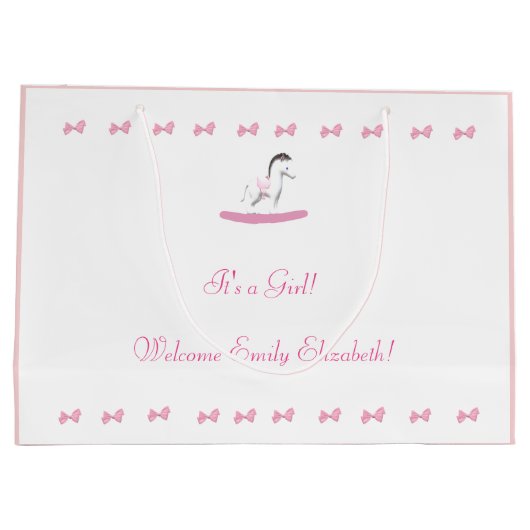 Thema Rosa und Weißes Rockpferd Große Geschenktüte (Rückseite)