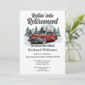 Thema "Ruhestandsfahrten" klassische Retro-Rolling Einladung (Stehend Vorderseite)