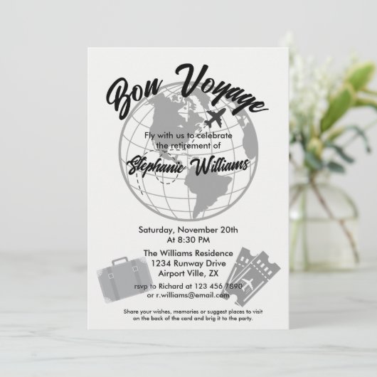 Thema Ruhestandsreise Party Bon Voyage Globe Einladung