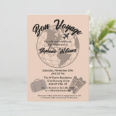 Thema Ruhestandsreise Party Bon Voyage Globe Einladung (Stehend Vorderseite)