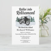 Thema "Ruhestandsreisen" - Klassische Motorradroll Einladung (Stehend Vorderseite)