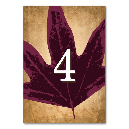 Thema Rustikale Hochzeit im Herbst | Kartennummern Tischnummer (Vorderseite)