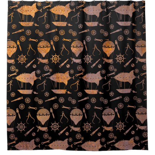 Thema "Rusty Steampunk Airships" Duschvorhang (Vorderseite)