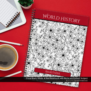 Thema Schwarz-weiße Blumenschule Notizblock