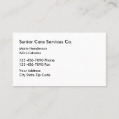 Thema Senior Services Visitenkarte (Rückseite)