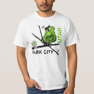 Thema-Skifahrer-Wertt-stück Park City Utah grünes T-Shirt