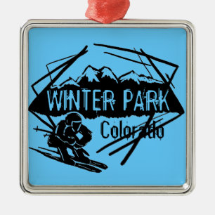 Thema-Skiverzierung Winter-Park-Colorados blaue Silbernes Ornament