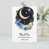 Thema "Sky Baby Shower Moon & Stars" Dankeskarte (Stehend Vorderseite)