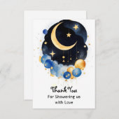 Thema "Sky Baby Shower Moon & Stars" Dankeskarte (Vorne/Hinten)