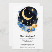 Thema "Sky Baby Shower Moon & Stars" Einladung (Vorne/Hinten)