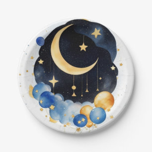 Thema "Sky Baby Shower Moon & Stars" Pappteller