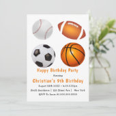 Thema Sport 9. Geburtstagsparty Einladungen (Stehend Vorderseite)