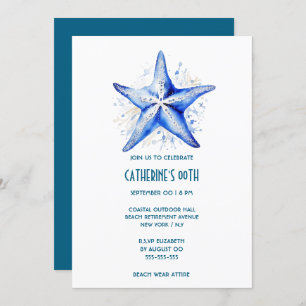 Thema "Starfish blue white beach" Geburtstag Einladung