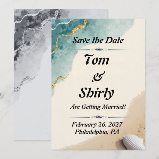 Thema Strand speichern Sie die Datumskarten Save The Date (Vorne/Hinten)