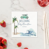 Thema Surfen Kinderdusche Einladung Beach Baby Serviette (Beispiel)