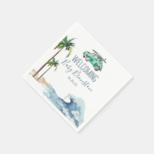 Thema Surfen Kinderdusche Einladung Beach Baby Serviette (Ecke)