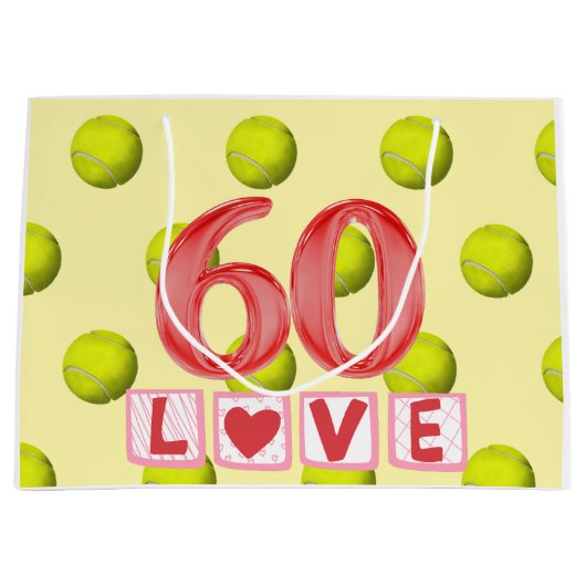 Thema Tennis 60. Geburtstag Große Geschenktüte (Vorderseite)