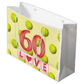 Thema Tennis 60. Geburtstag Große Geschenktüte (Vorderseite Schrägansicht)