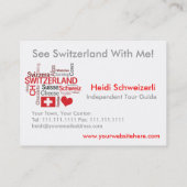 Thema-Tourismus-Visitenkarten der Schweiz Visitenkarte (Rückseite)