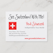 Thema-Tourismus-Visitenkarten der Schweiz Visitenkarte (Rückseite)