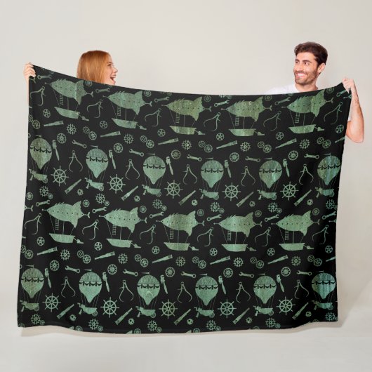 Thema "Verdigris Bronze Steampunk Airships" Fleecedecke (Beispiel)