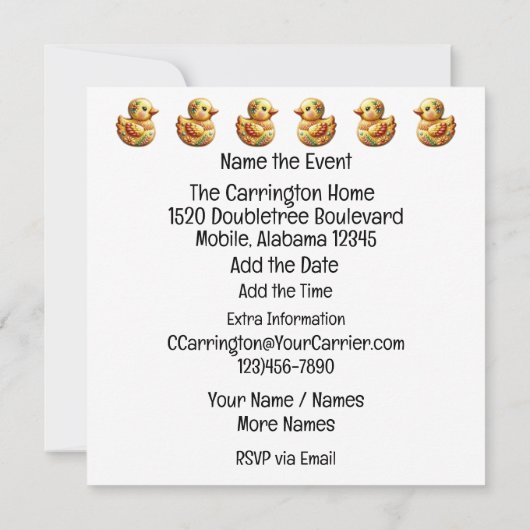 Thema wertvolle Babys - Einladung (Rückseite)