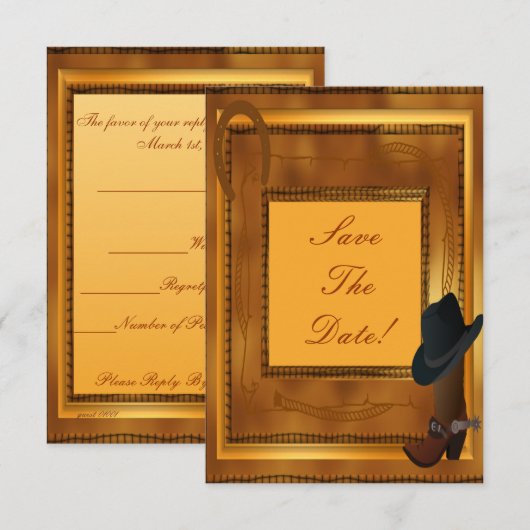 Thema Western Einladung (Vorne/Hinten)