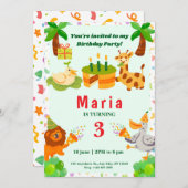 Thema Wildtiere Einladung (Vorne/Hinten)