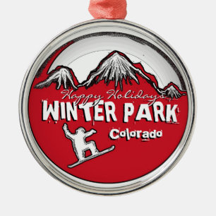 Thema Winter-Park-Colorados rote Silbernes Ornament